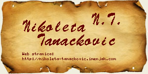 Nikoleta Tanacković vizit kartica
